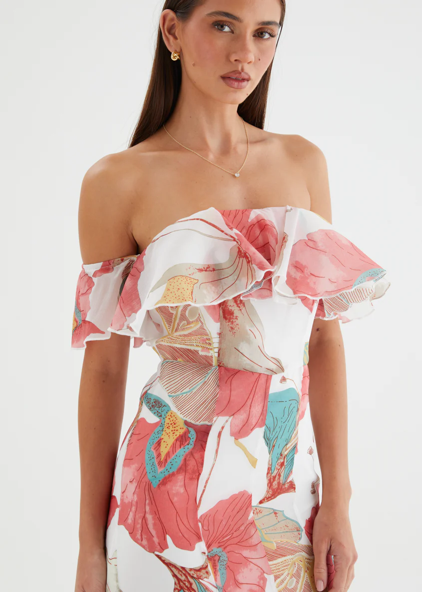 Lauraine Off Shoulder Maxi Dress - White Petal - Image 9