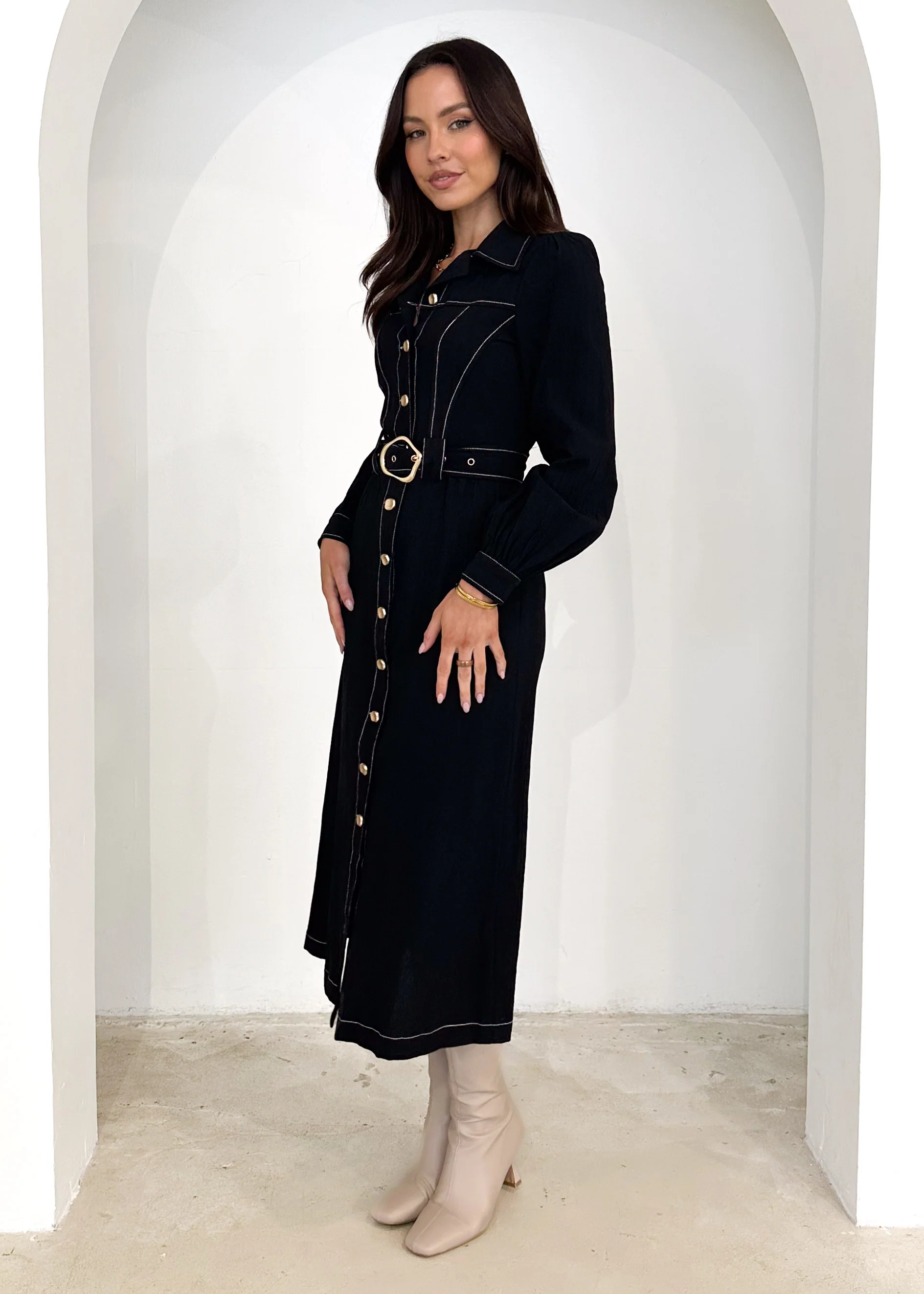 Leila Midi Dress - Black - Image 4