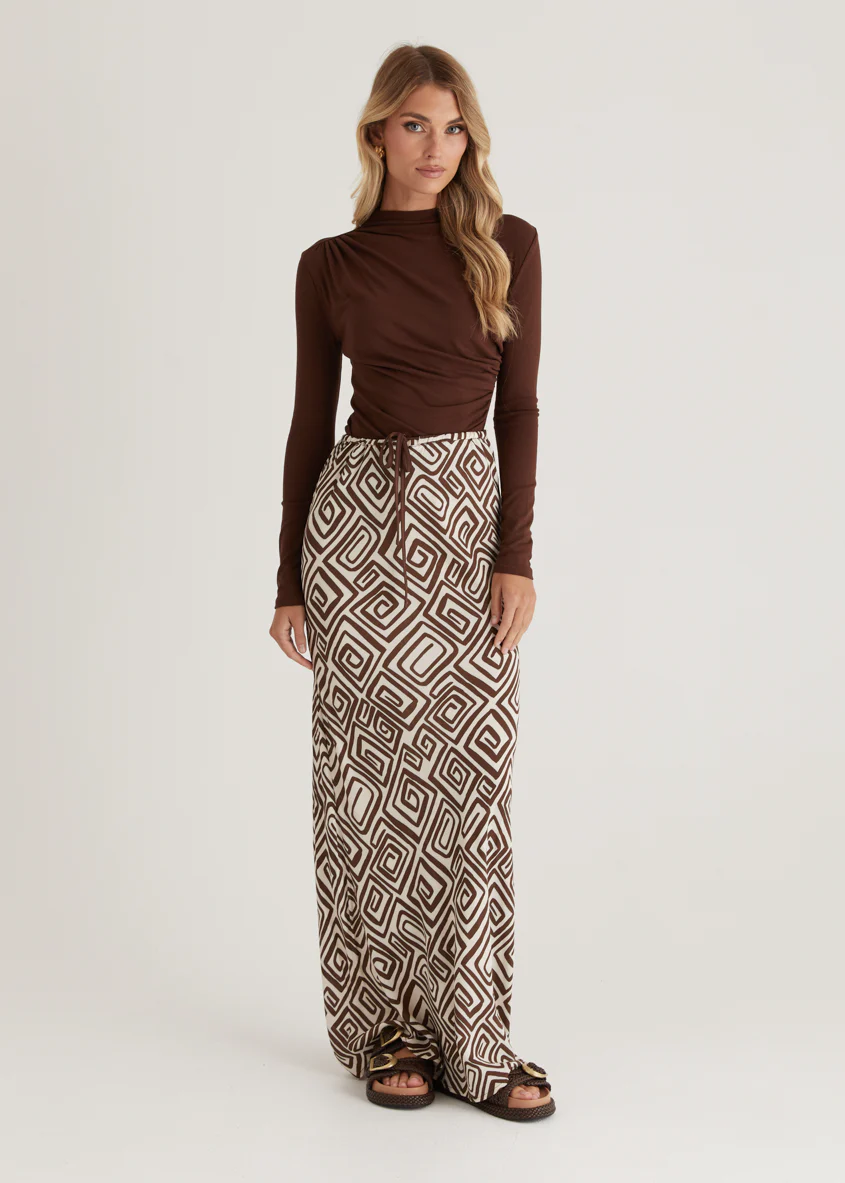 Lella Maxi Skirt - Choc Cairo - Image 3