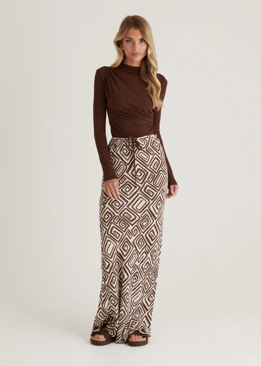 Lella Maxi Skirt - Choc Cairo - Image 4