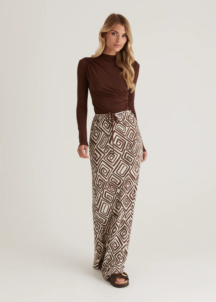 Lella Maxi Skirt - Choc Cairo - Image 5