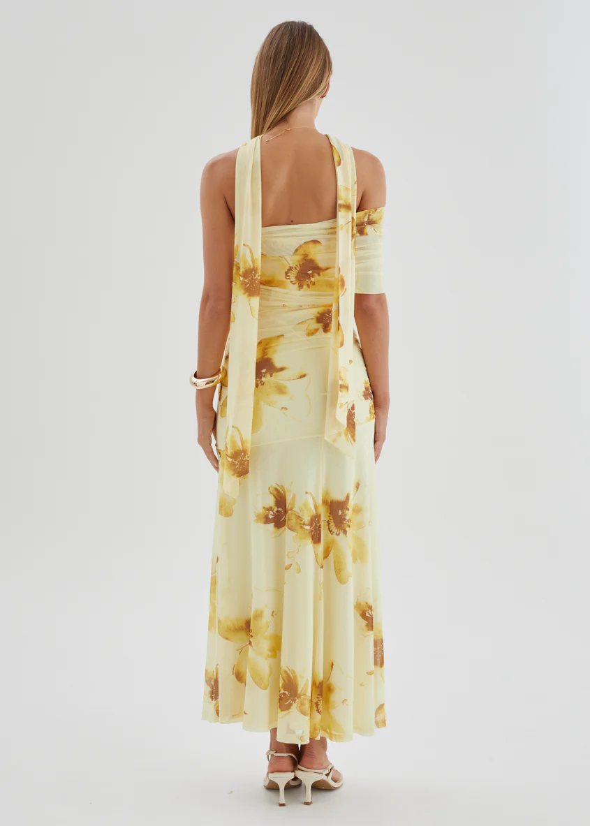 Lena Mesh Maxi Dress - Lemon Floral - Image 6
