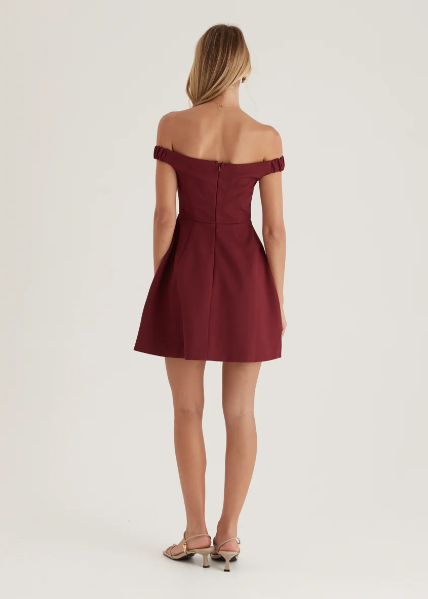 Lexa Off Shoulder Dress - Cherry - Image 9