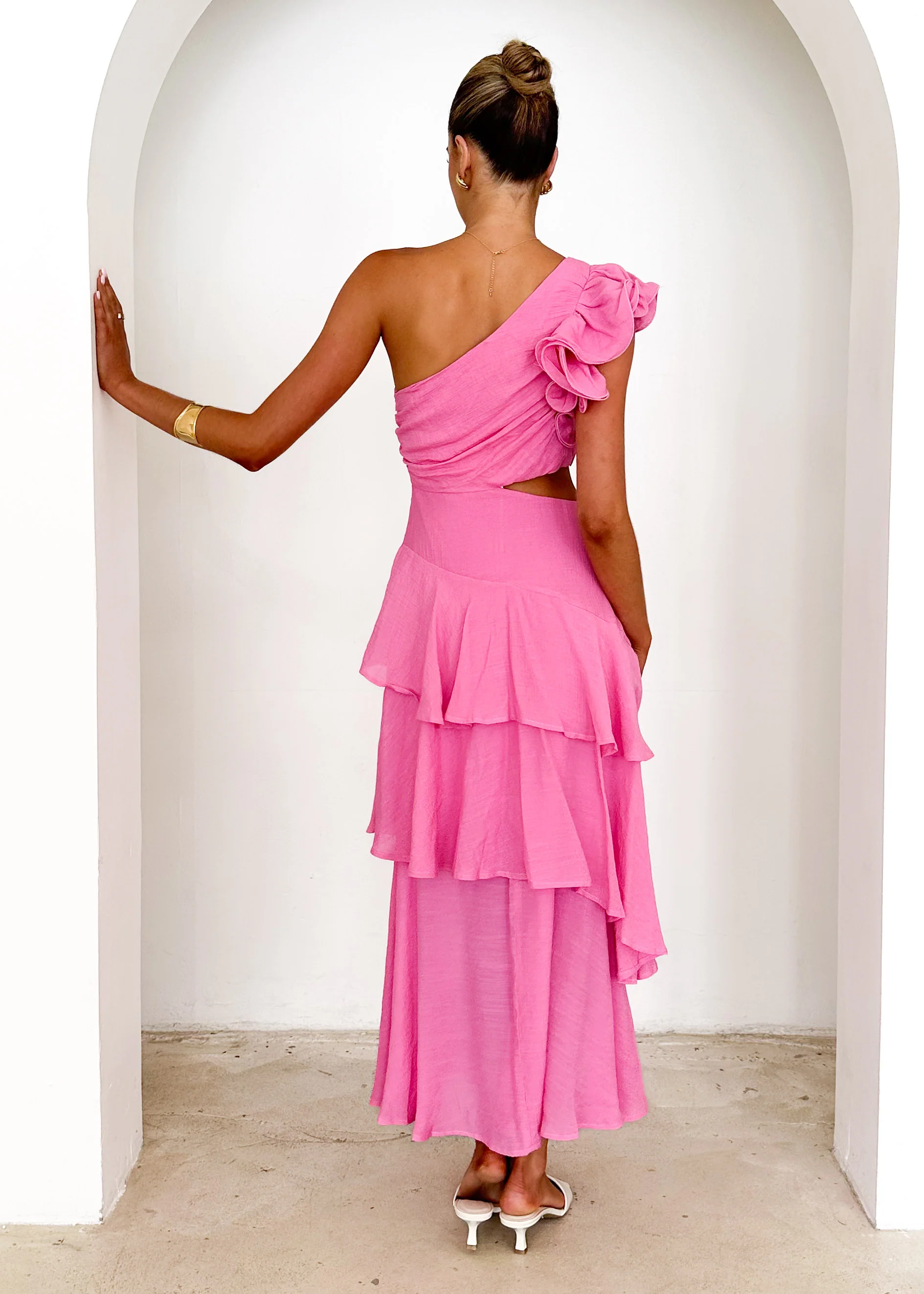 Lexi One Shoulder Maxi Dress - Pink - Image 7
