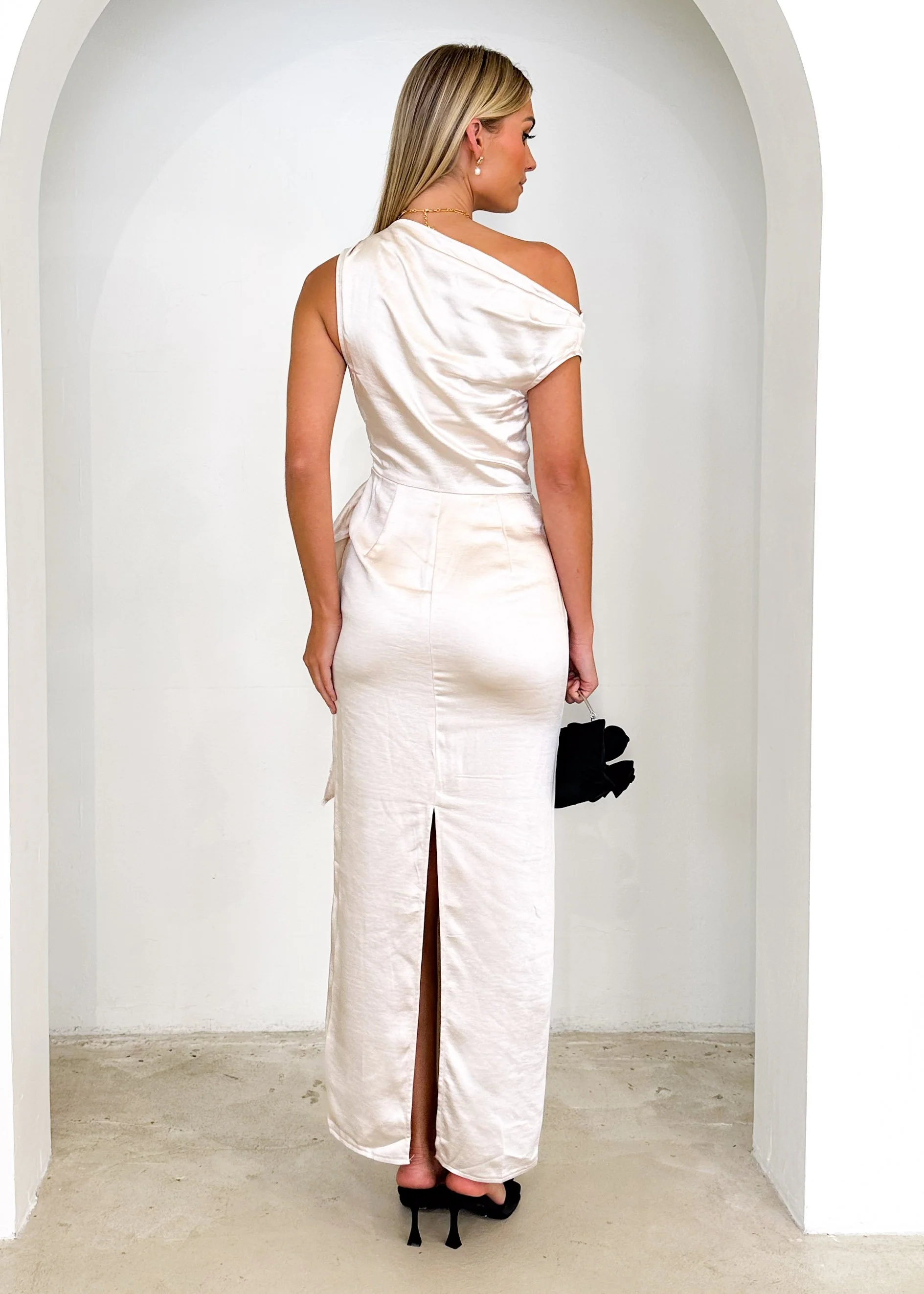 Lexrie One Shoulder Maxi Dress - Champagne - Image 7