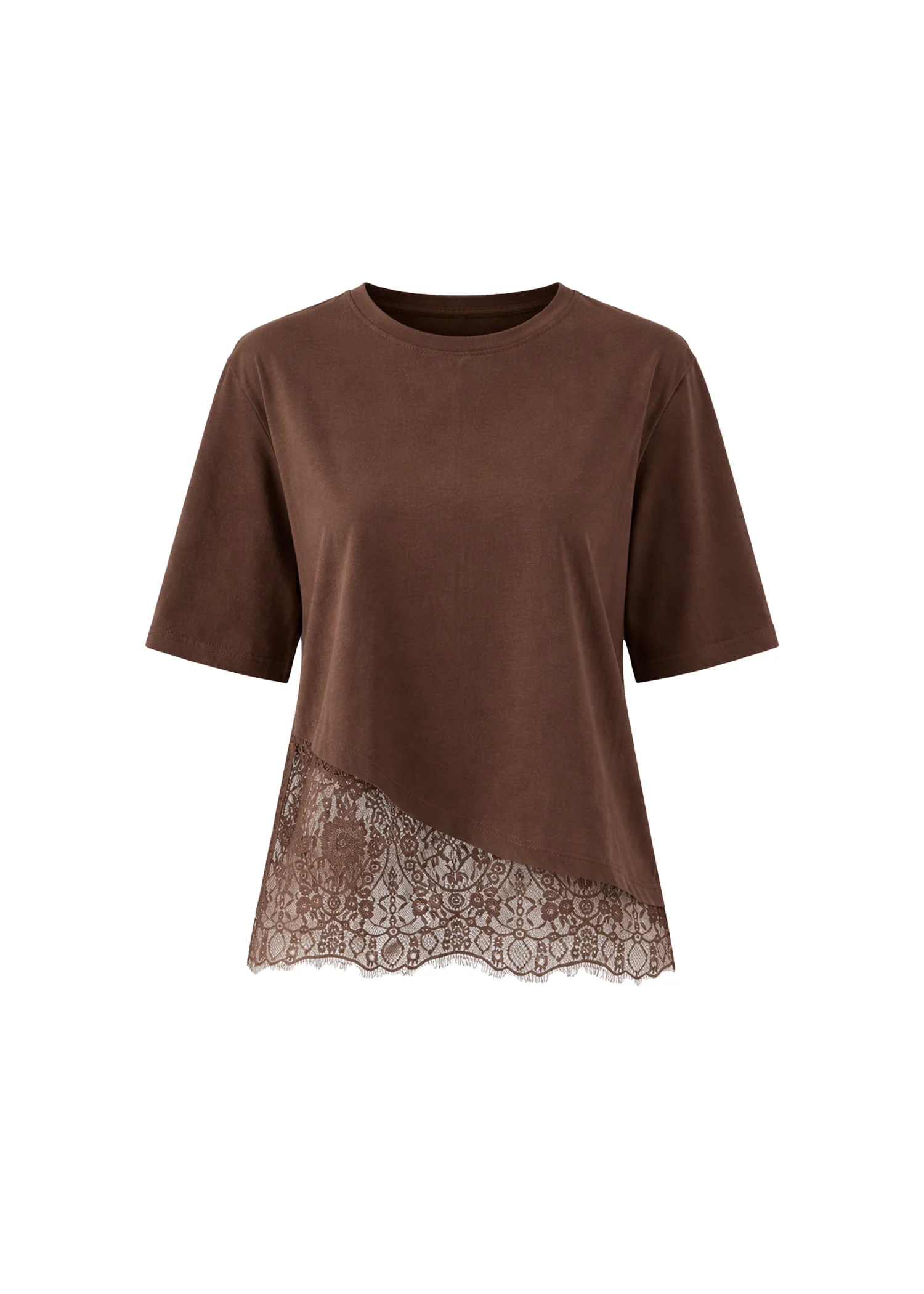 Lolana Lace Splice Top - Chocolate - Image 2