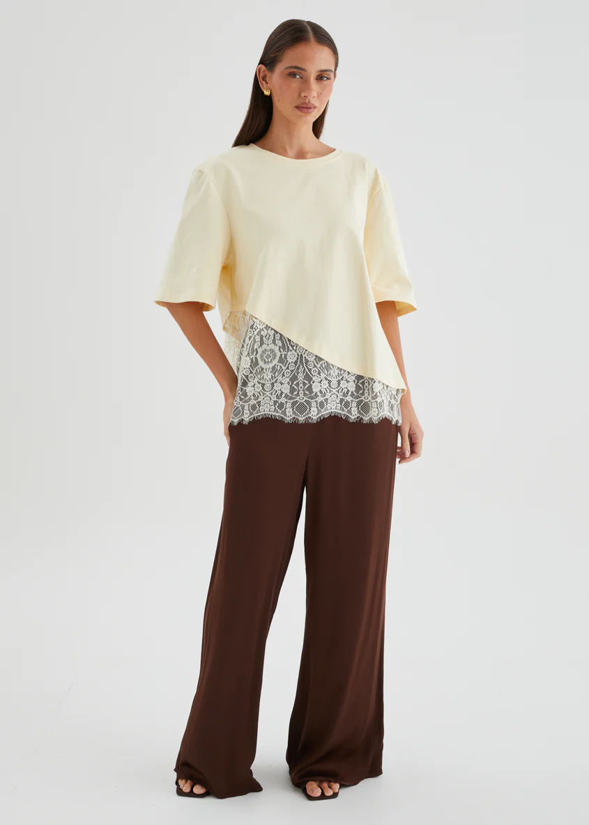 Lolana Lace Splice Top - Lemon - Image 2