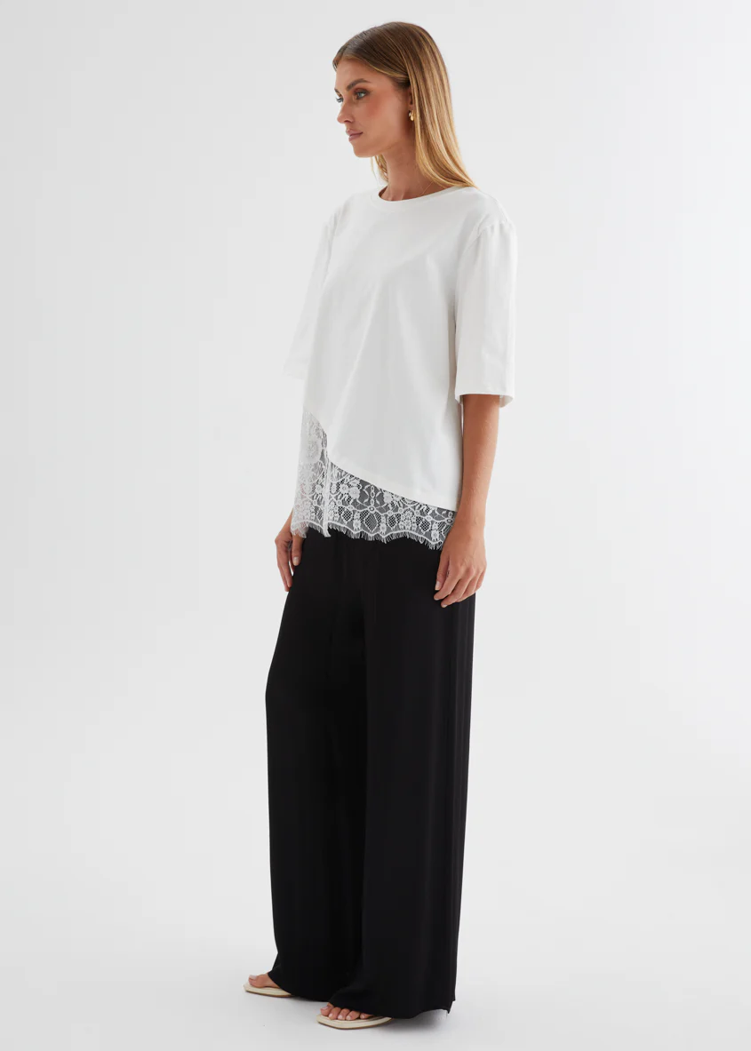 Lolana Lace Splice Top - Off White - Image 7