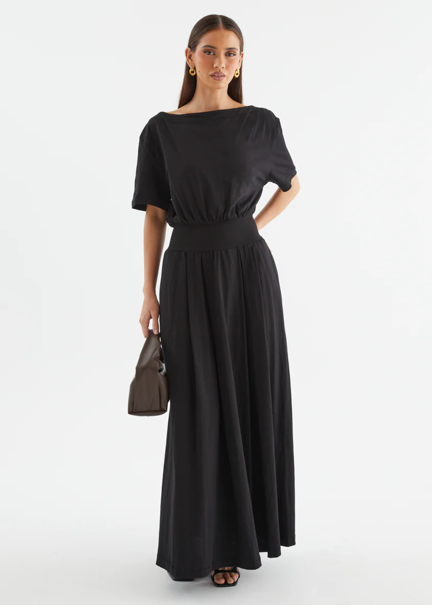 Lucci Drop Shoulder Maxi Dress - Black - Image 4