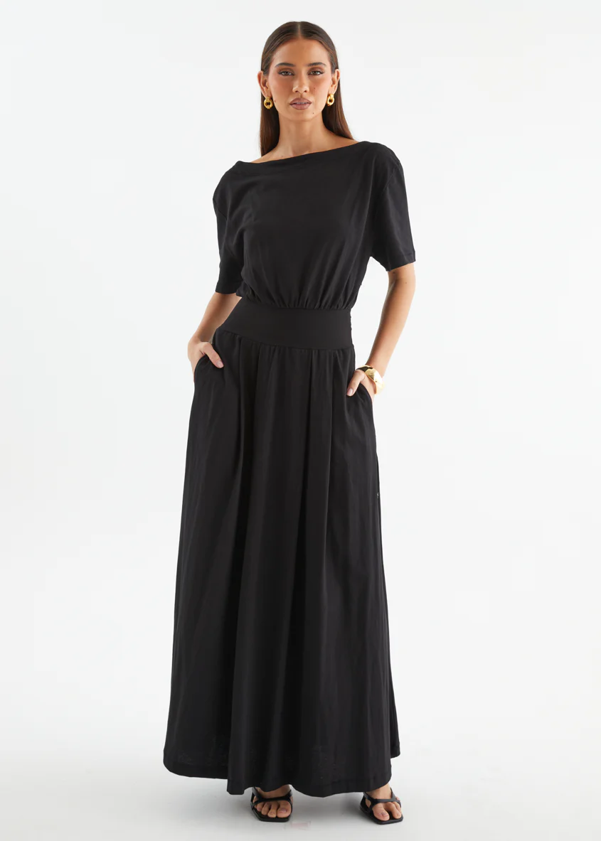 Lucci Drop Shoulder Maxi Dress - Black - Image 6