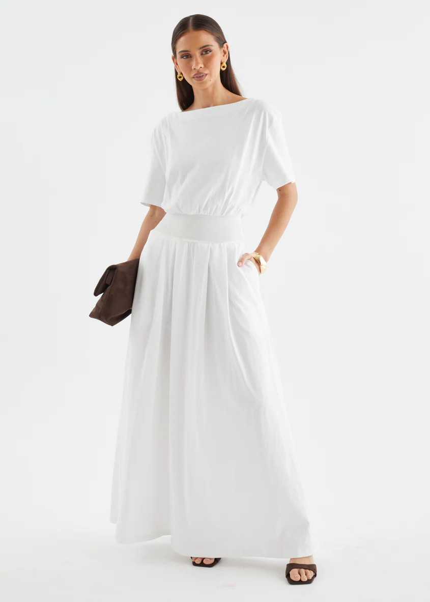 Lucci Drop Shoulder Maxi Dress - Off White