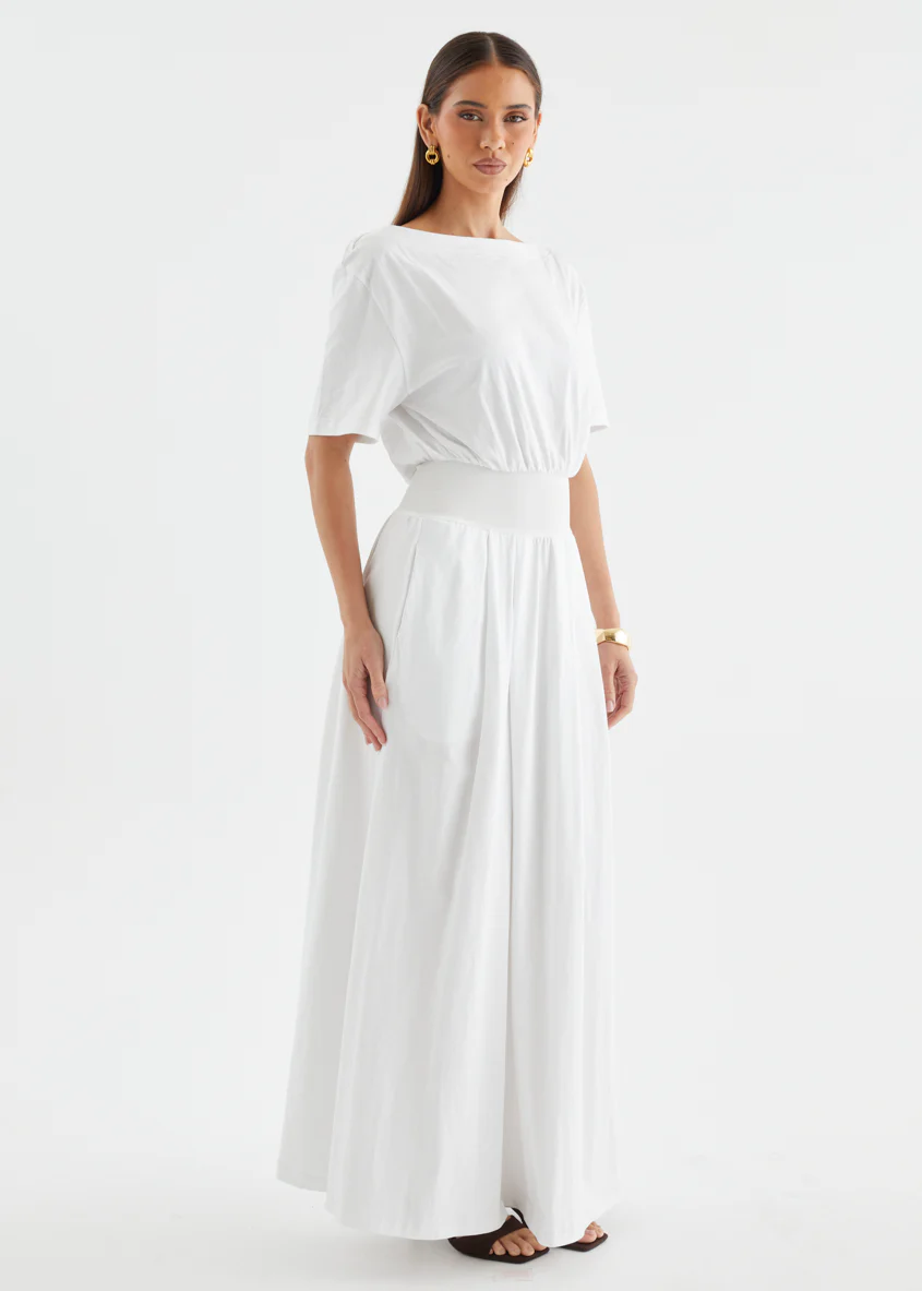 Lucci Drop Shoulder Maxi Dress - Off White - Image 6
