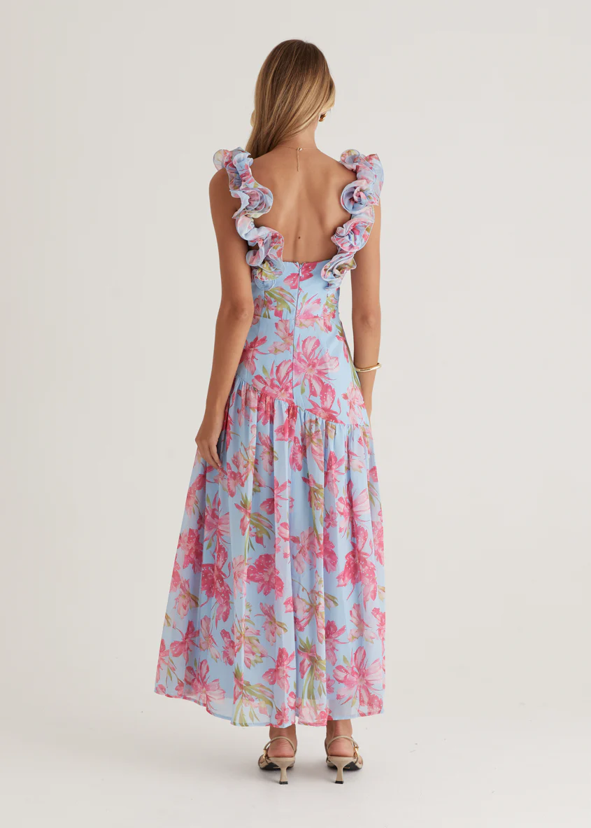 Lucine Maxi Dress - Blue Floral - Image 10