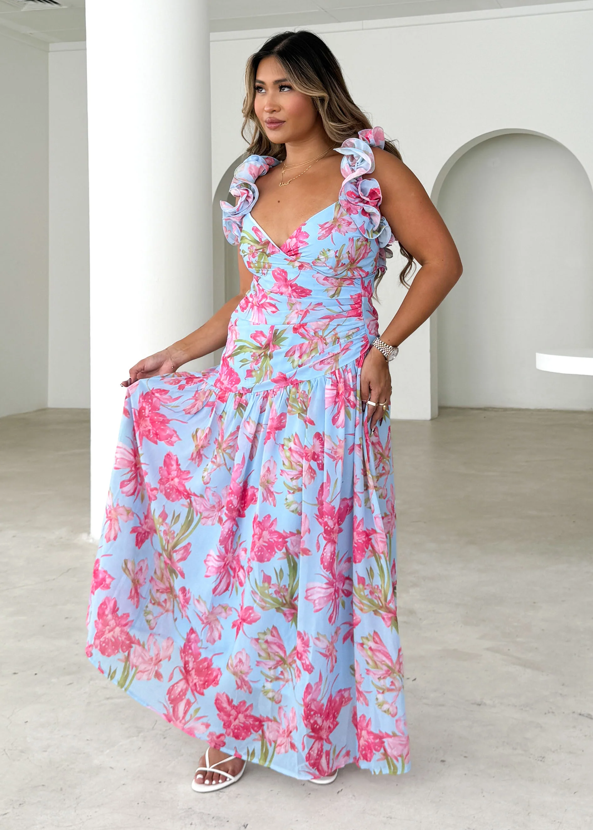 Lucine Maxi Dress - Blue Floral - Image 4