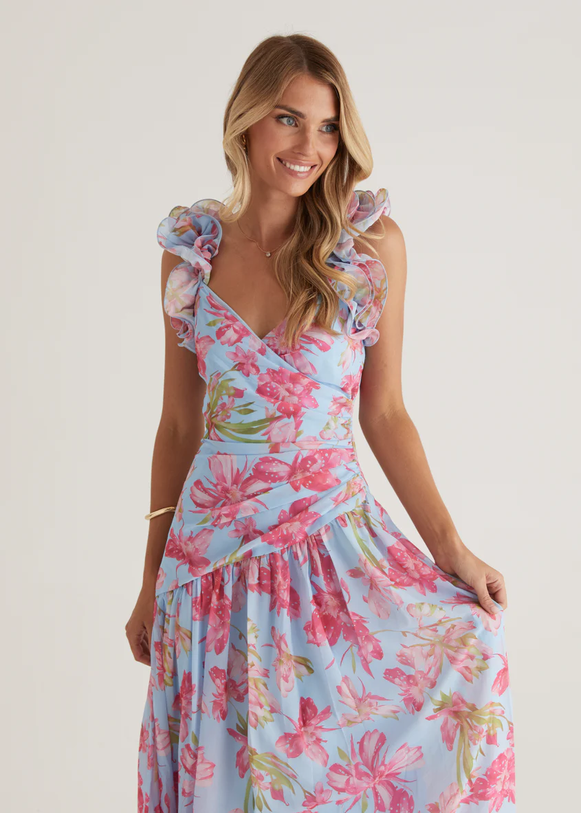 Lucine Maxi Dress - Blue Floral - Image 6