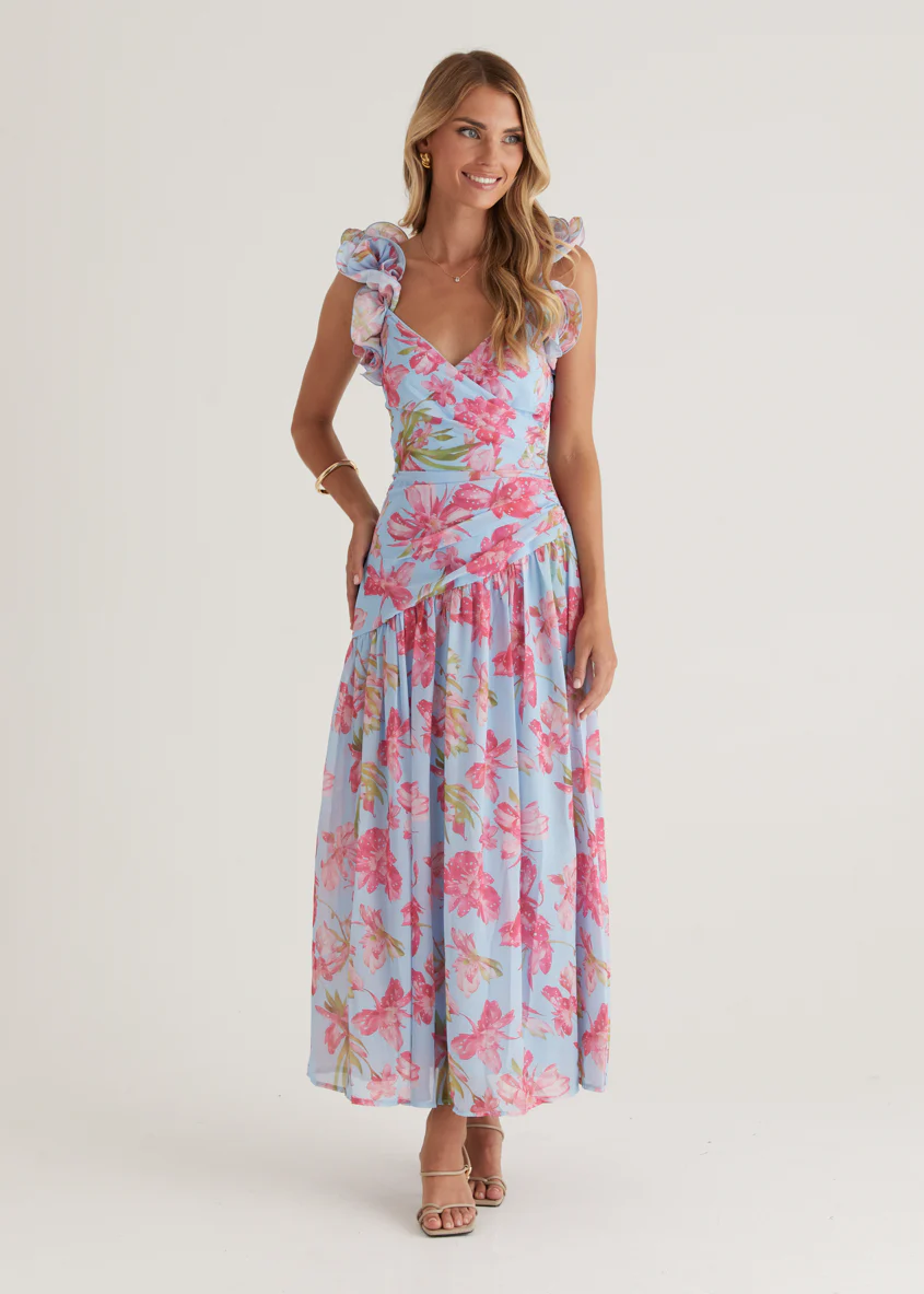 Lucine Maxi Dress - Blue Floral - Image 7