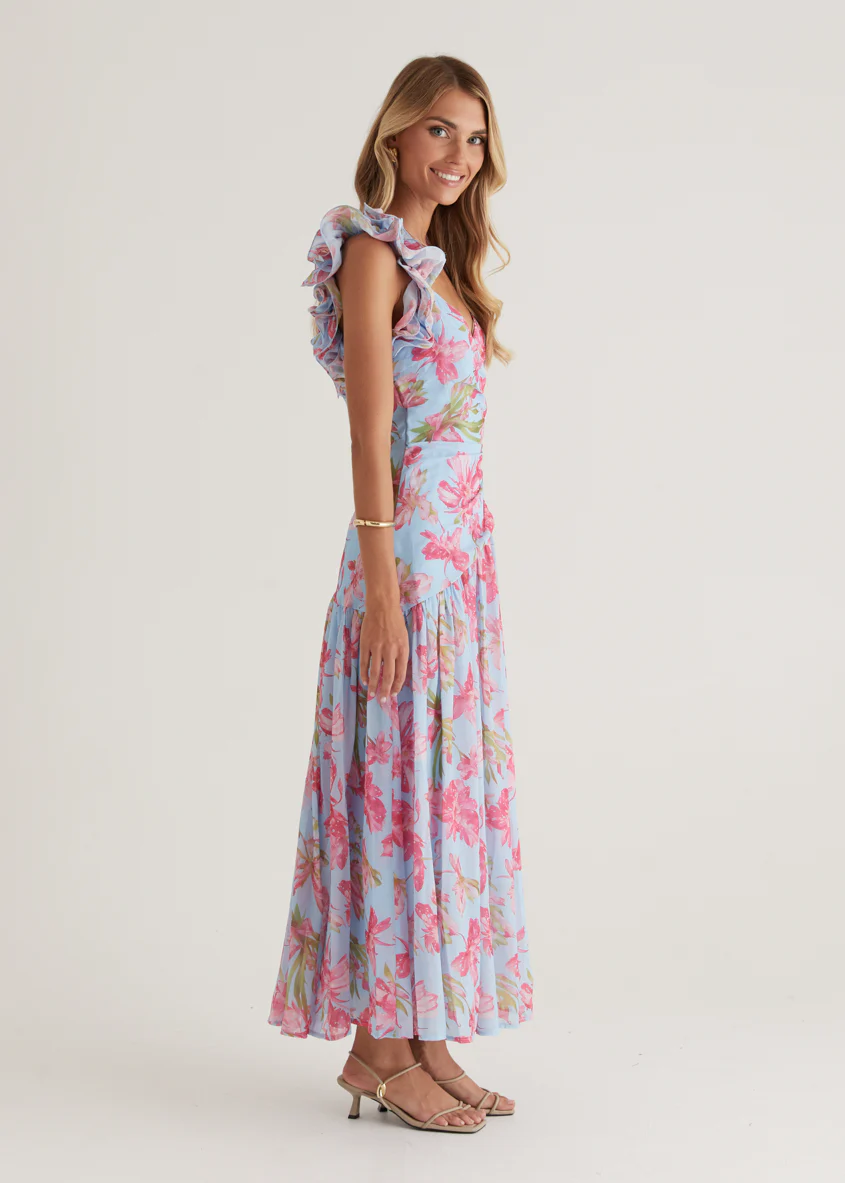 Lucine Maxi Dress - Blue Floral - Image 9