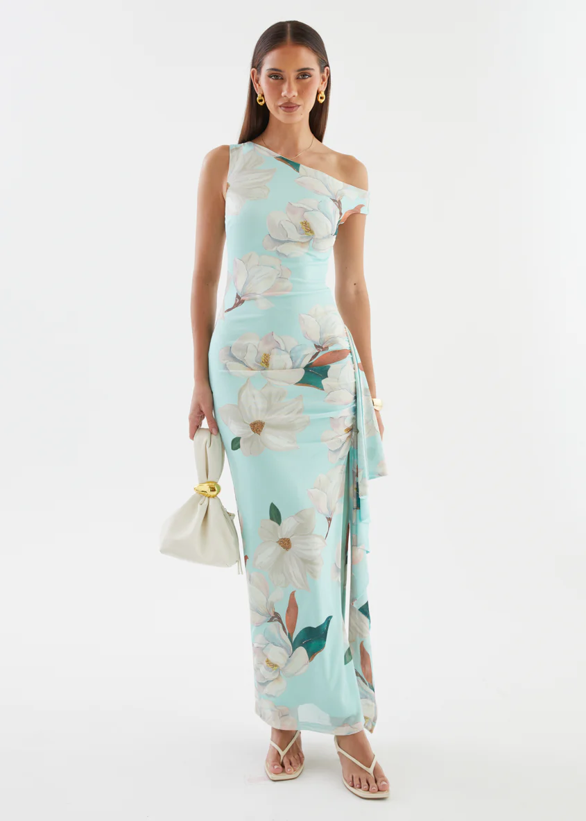 Luis Drop Shoulder Mesh Maxi Dress - Mint Floral - Image 5