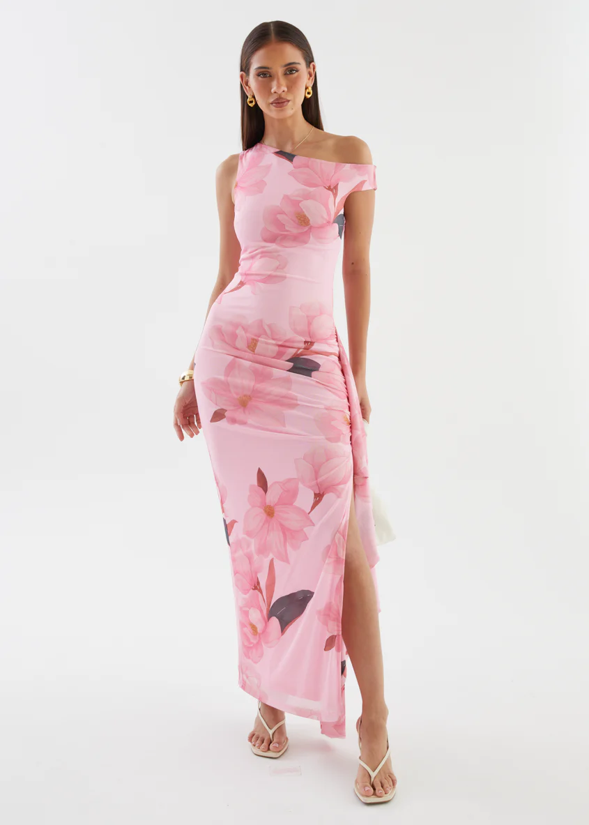 Luis Drop Shoulder Mesh Maxi Dress - Pink Floral - Image 4