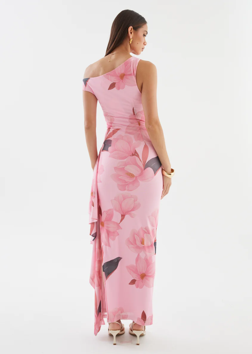 Luis Drop Shoulder Mesh Maxi Dress - Pink Floral - Image 9