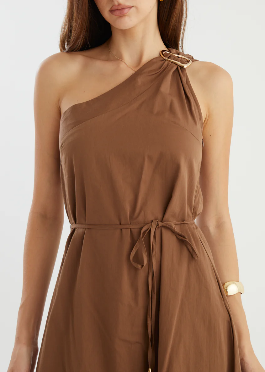 Lunia One Shoulder Maxi Dress - Chocolate - Image 14