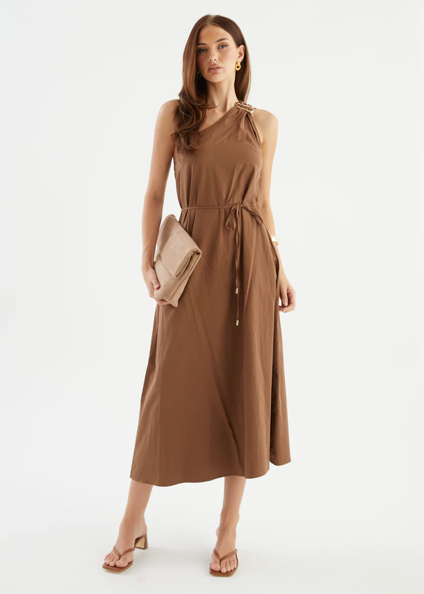 Lunia One Shoulder Maxi Dress - Chocolate - Image 6