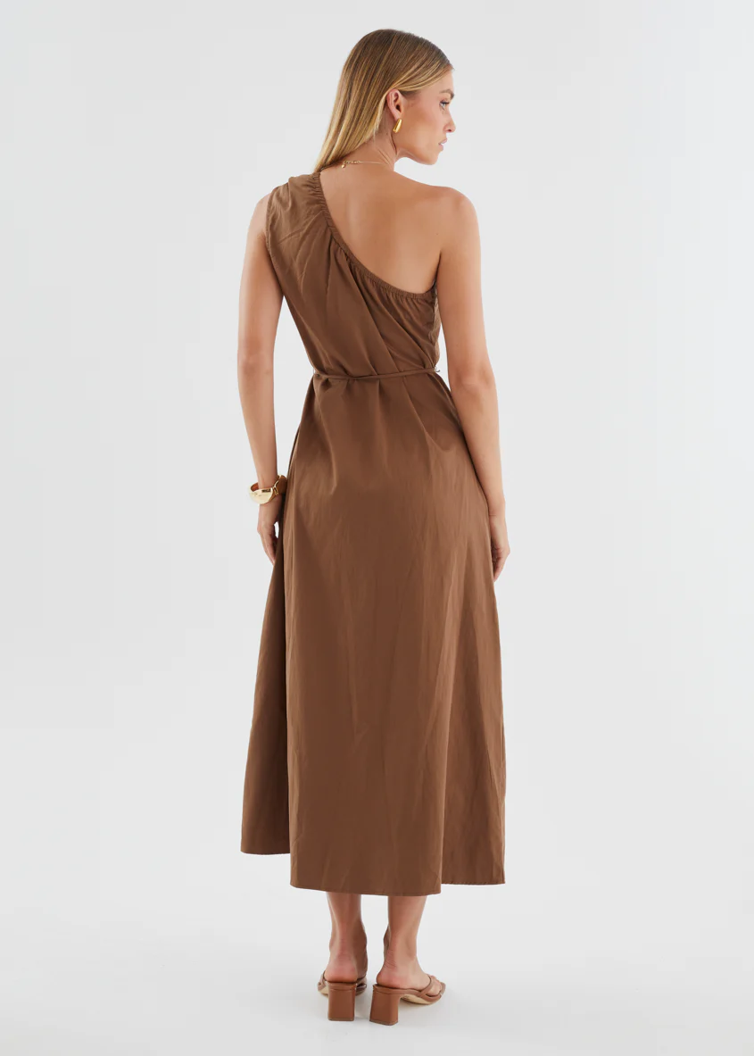 Lunia One Shoulder Maxi Dress - Chocolate - Image 9