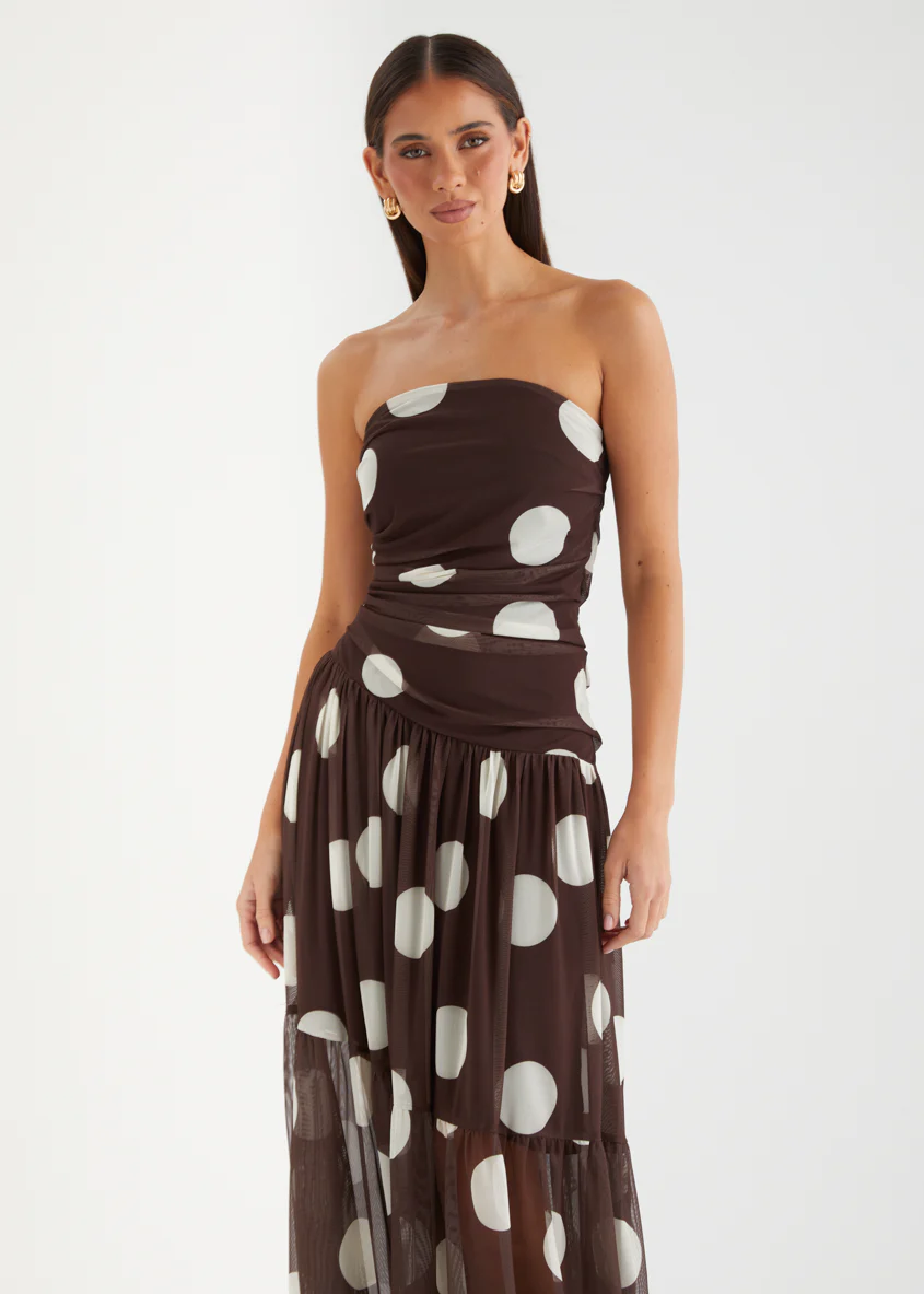 Lusia Strapless Mesh Maxi Dress - Cocoa Spot - Image 4