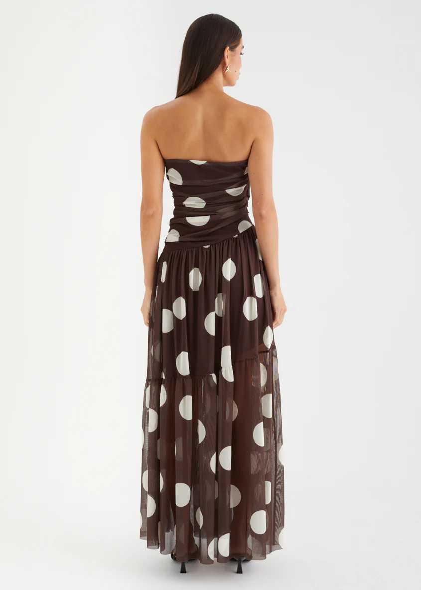 Lusia Strapless Mesh Maxi Dress - Cocoa Spot - Image 7