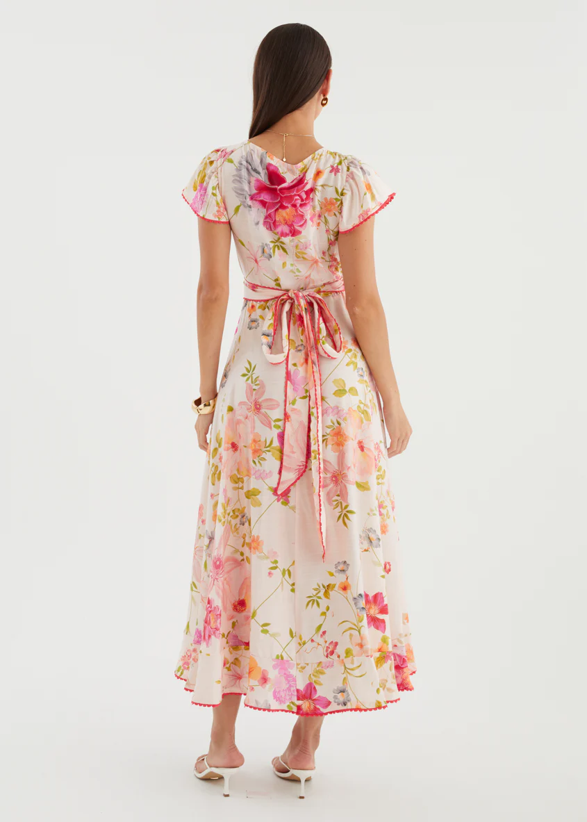 Lyle Wrap Midi Dress - Pink Floral - Image 9