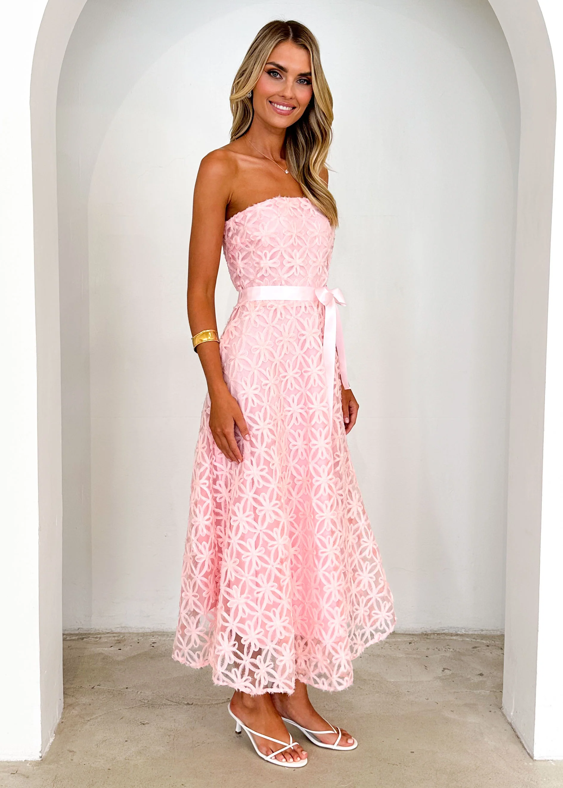 Maddy Strapless Midi Dress - Blush - Image 6