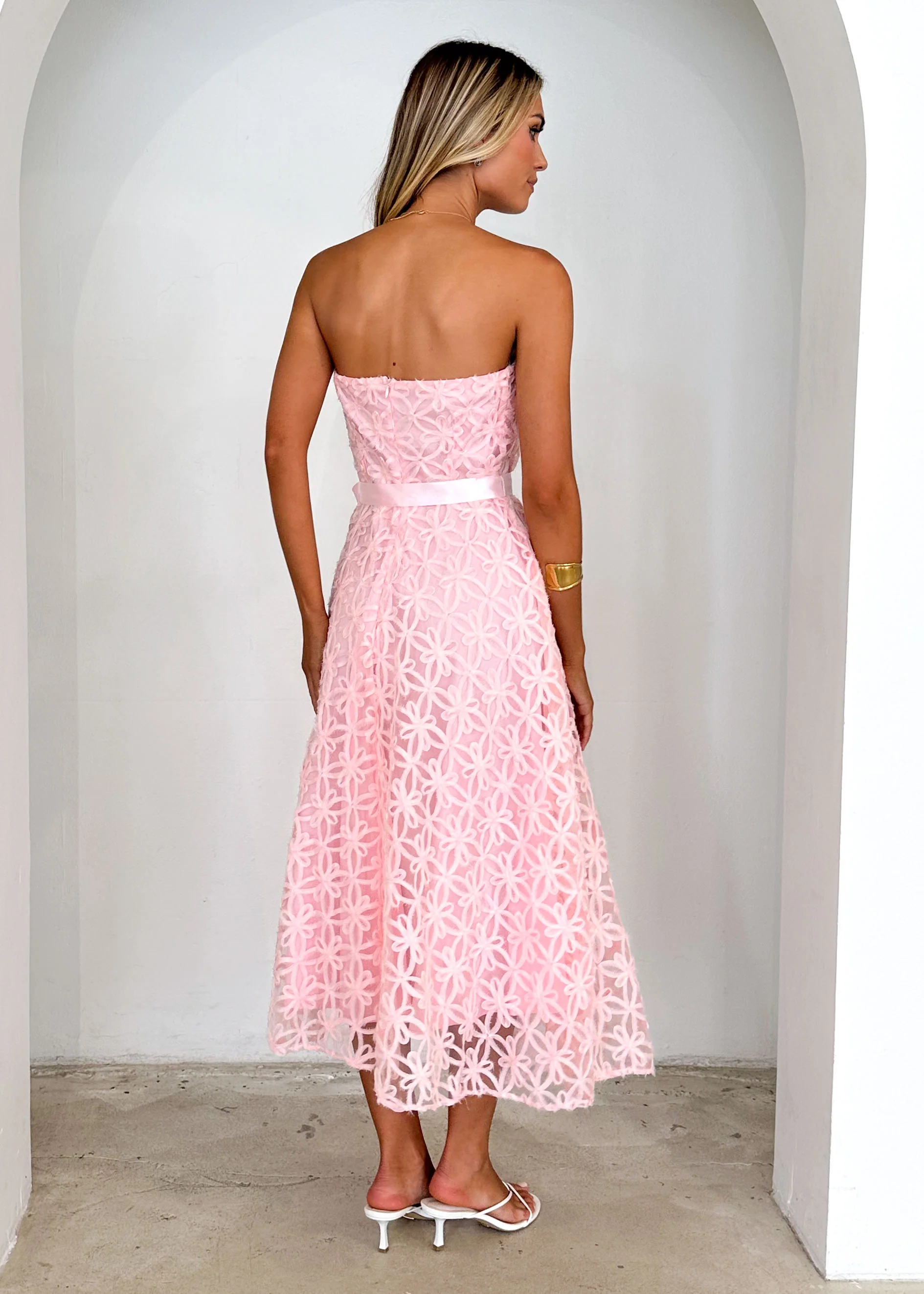 Maddy Strapless Midi Dress - Blush - Image 7