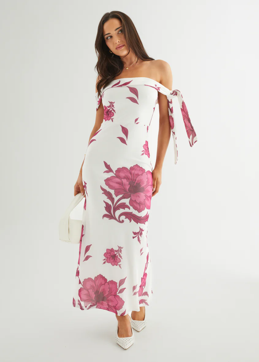 Madisyn Mesh Maxi Dress - Berry Flowers - Image 5