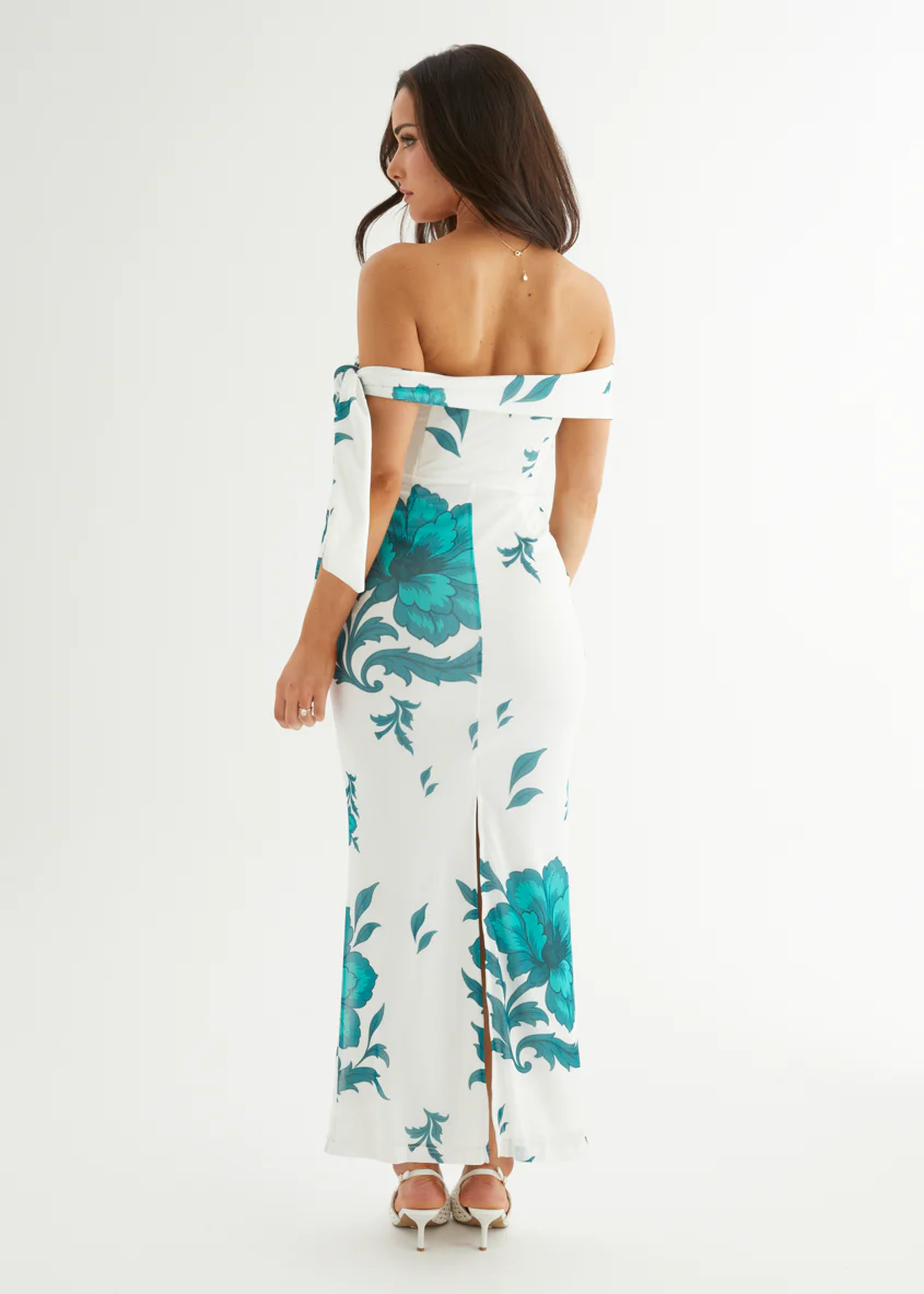 Madisyn Mesh Maxi Dress - Green Flowers - Image 9