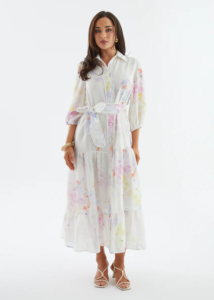 Mallary Maxi Dress - White Pastel - Image 4