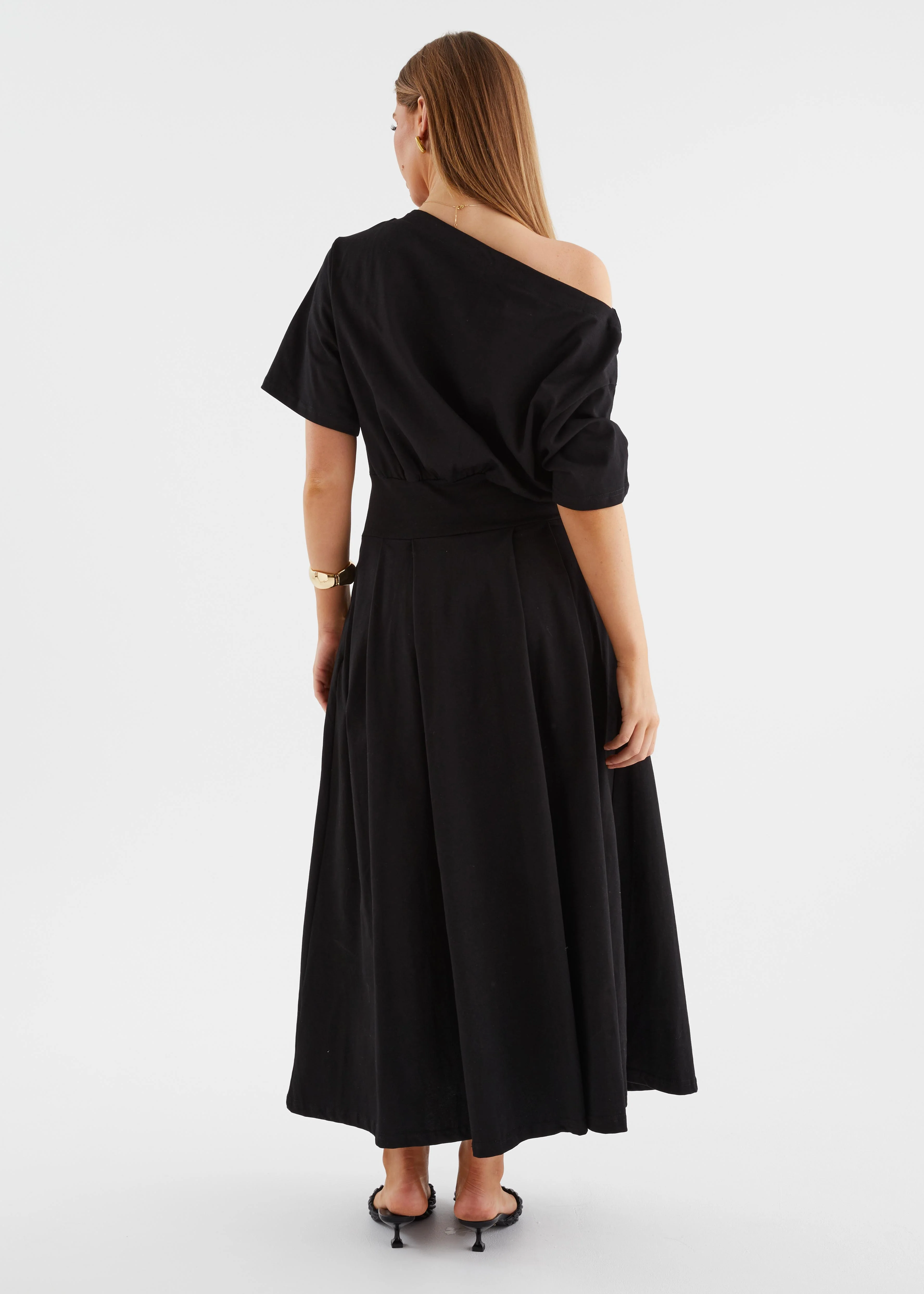 Marcy Drop Shoulder Maxi Dress - Black - Image 4