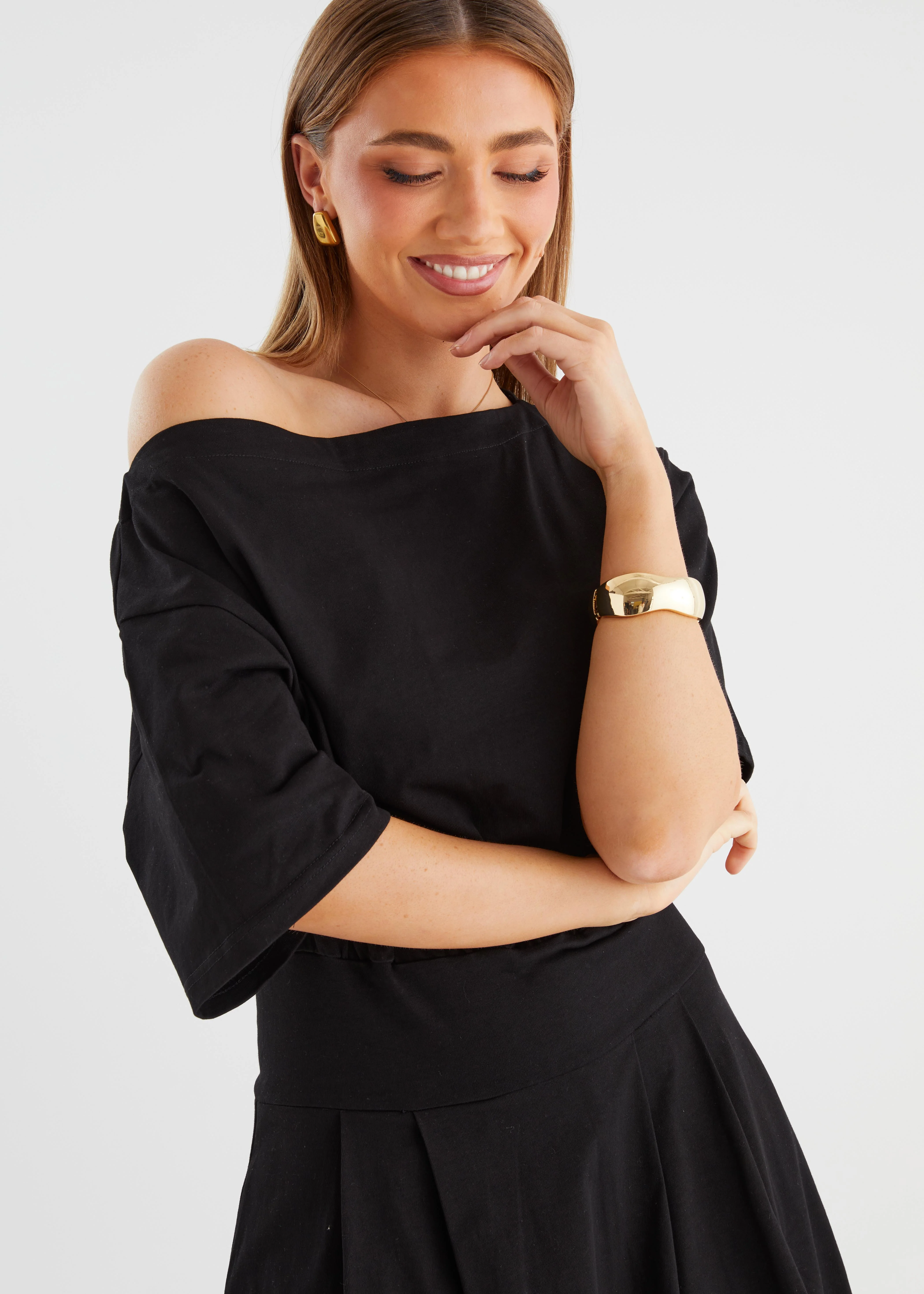 Marcy Drop Shoulder Maxi Dress - Black - Image 5