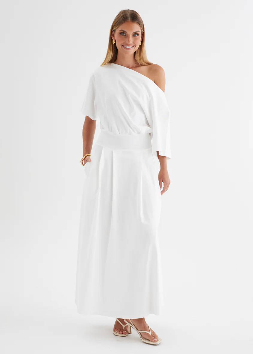 Marcy Drop Shoulder Maxi Dress - Off White - Image 5