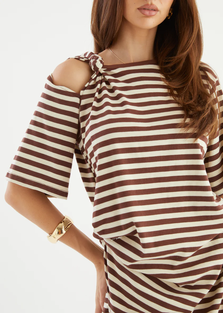 Margherita Dress - Chocolate Stripe - Image 8