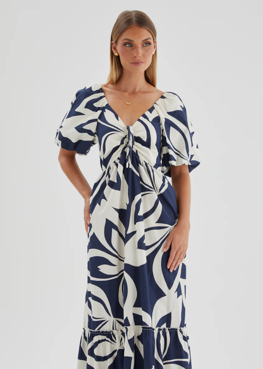 Margo Maxi Dress - Navy Abstract - Image 3