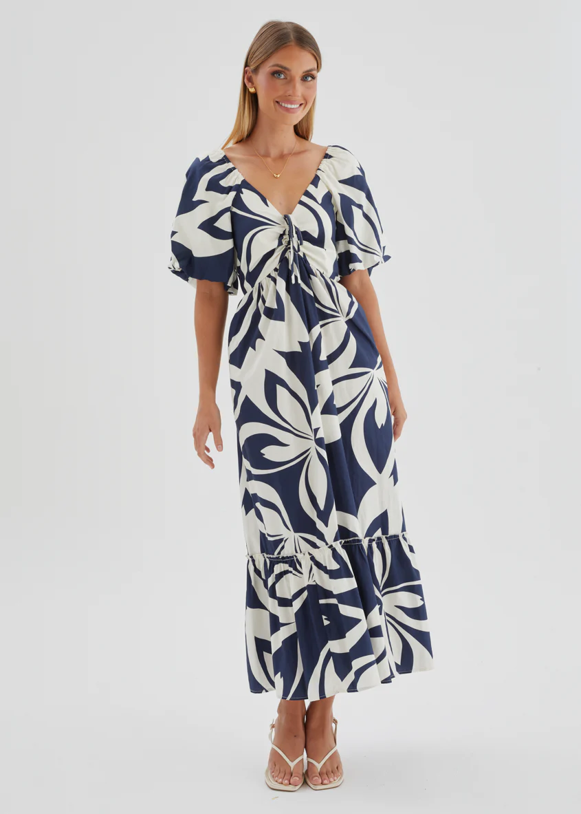 Margo Maxi Dress - Navy Abstract - Image 4