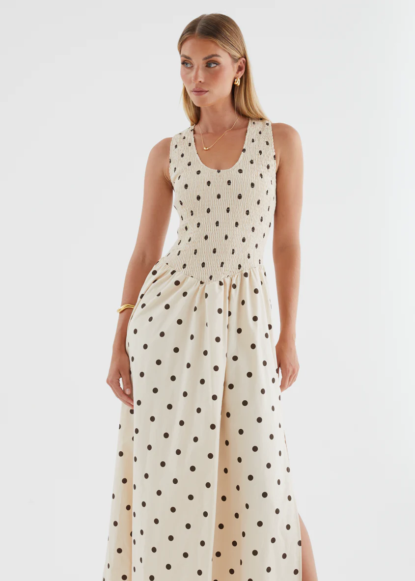 Marielle Maxi Dress - Beige Polka Dot - Image 3