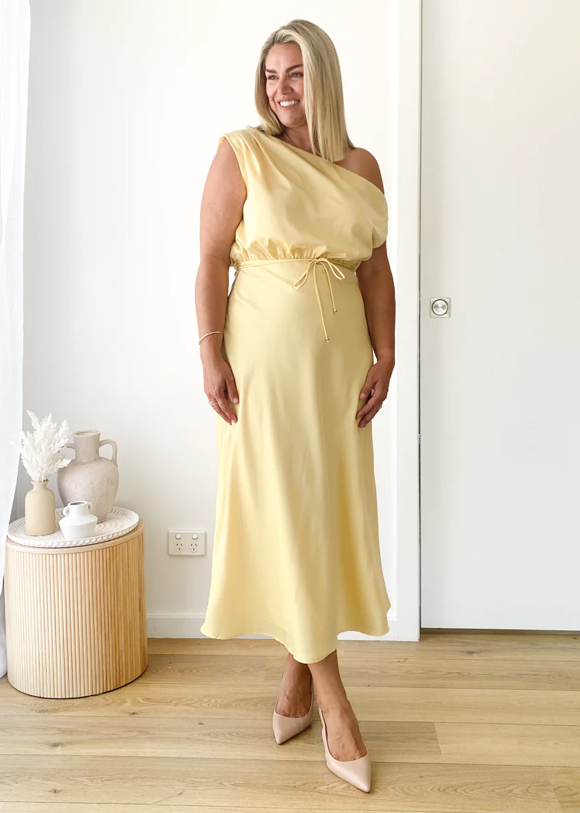 Marisa Drop Shoulder Midi Dress - Lemon - Image 5