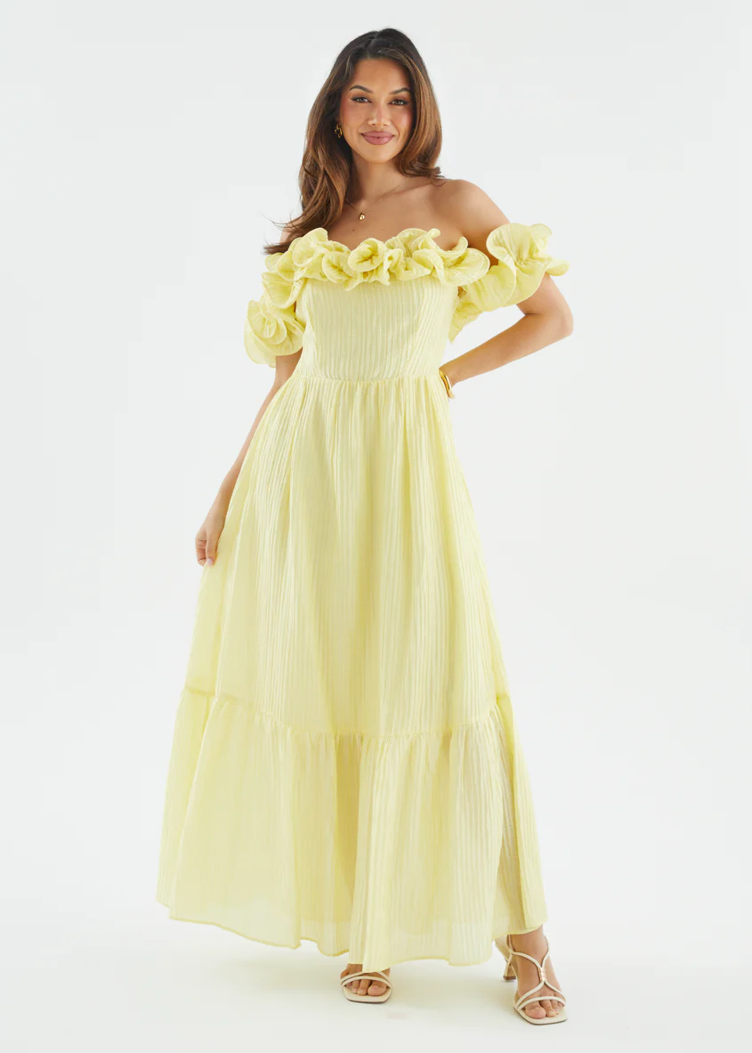 Marlow Off Shoulder Maxi Dress - Lemon - Image 2