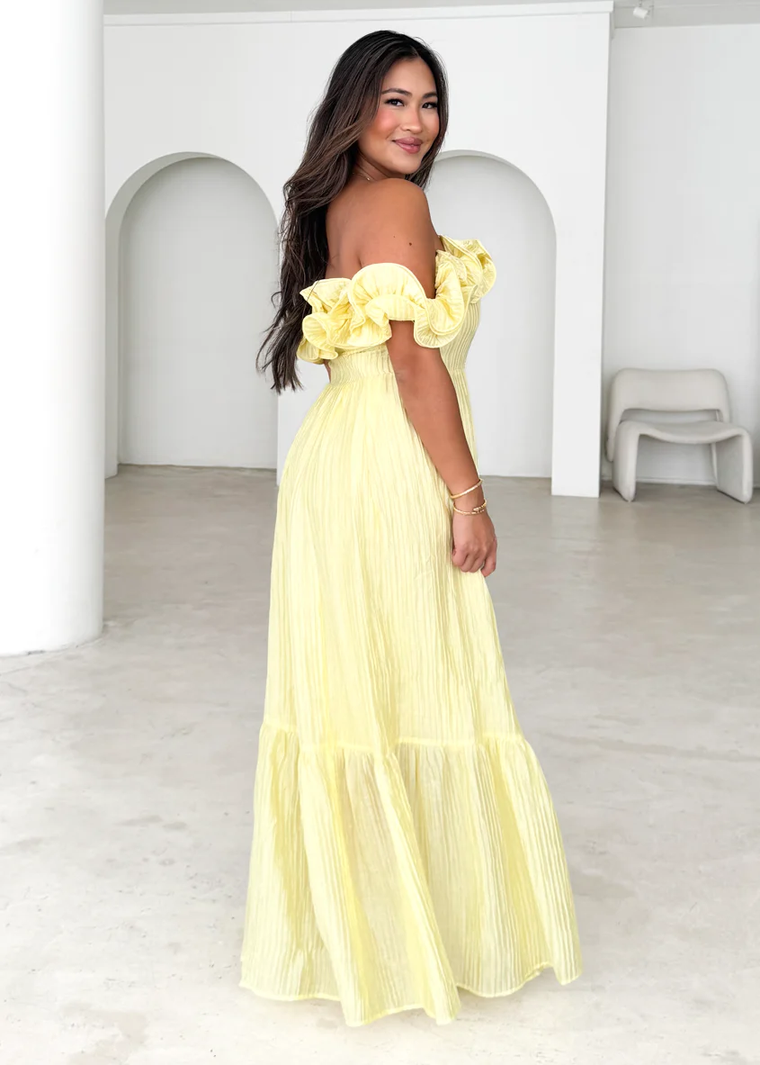 Marlow Off Shoulder Maxi Dress - Lemon - Image 3
