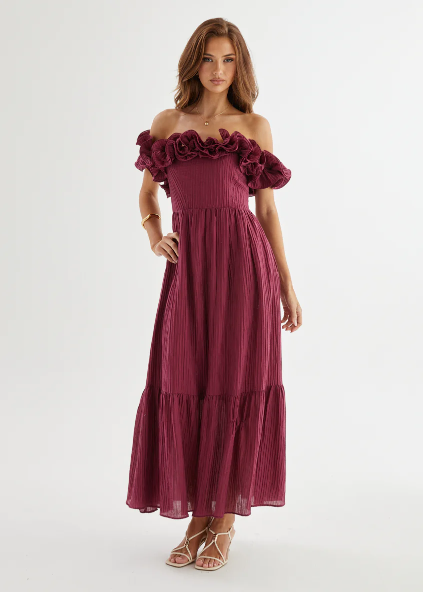 Marlow Off Shoulder Maxi Dress - Mulberry - Image 7