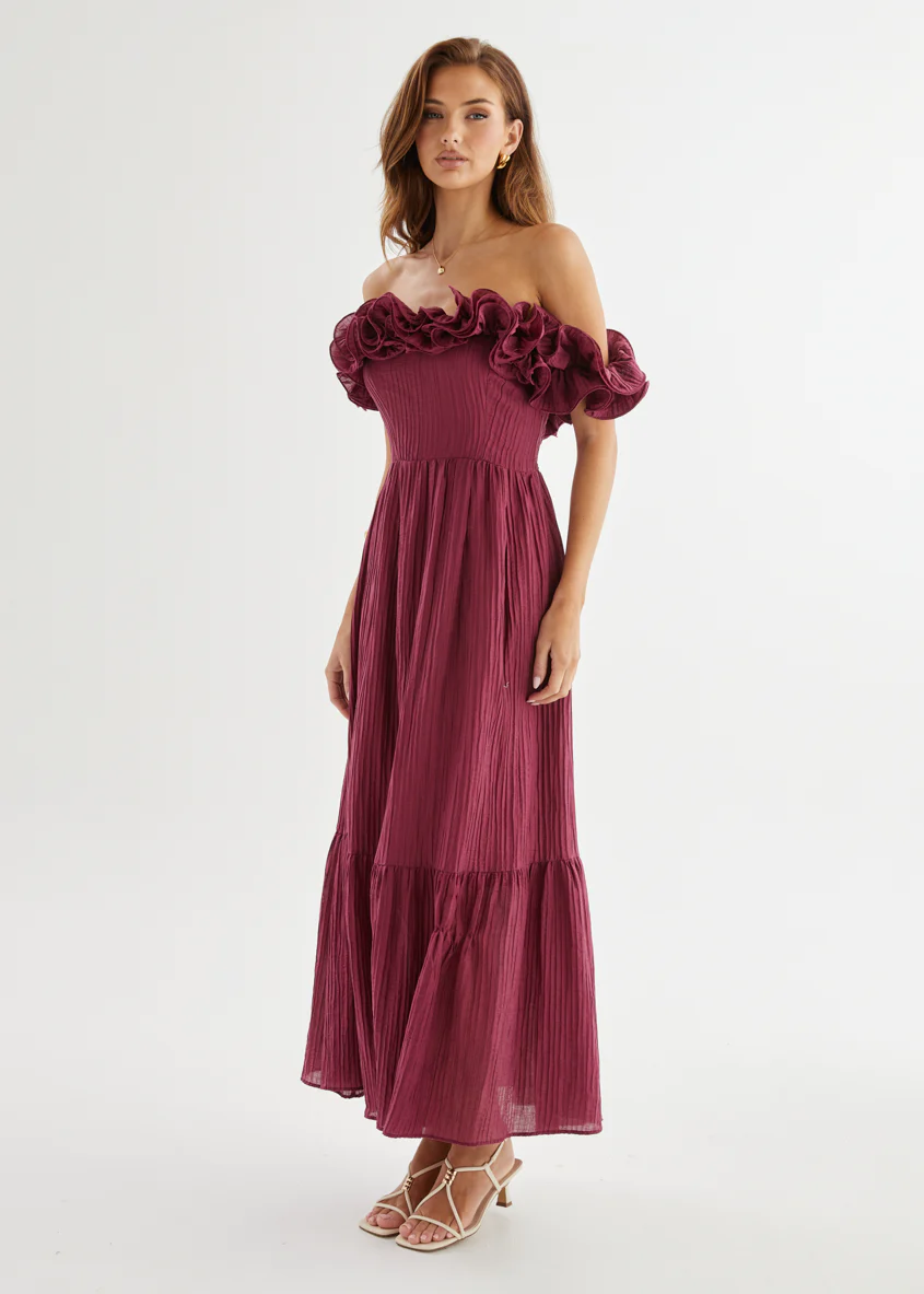 Marlow Off Shoulder Maxi Dress - Mulberry - Image 8