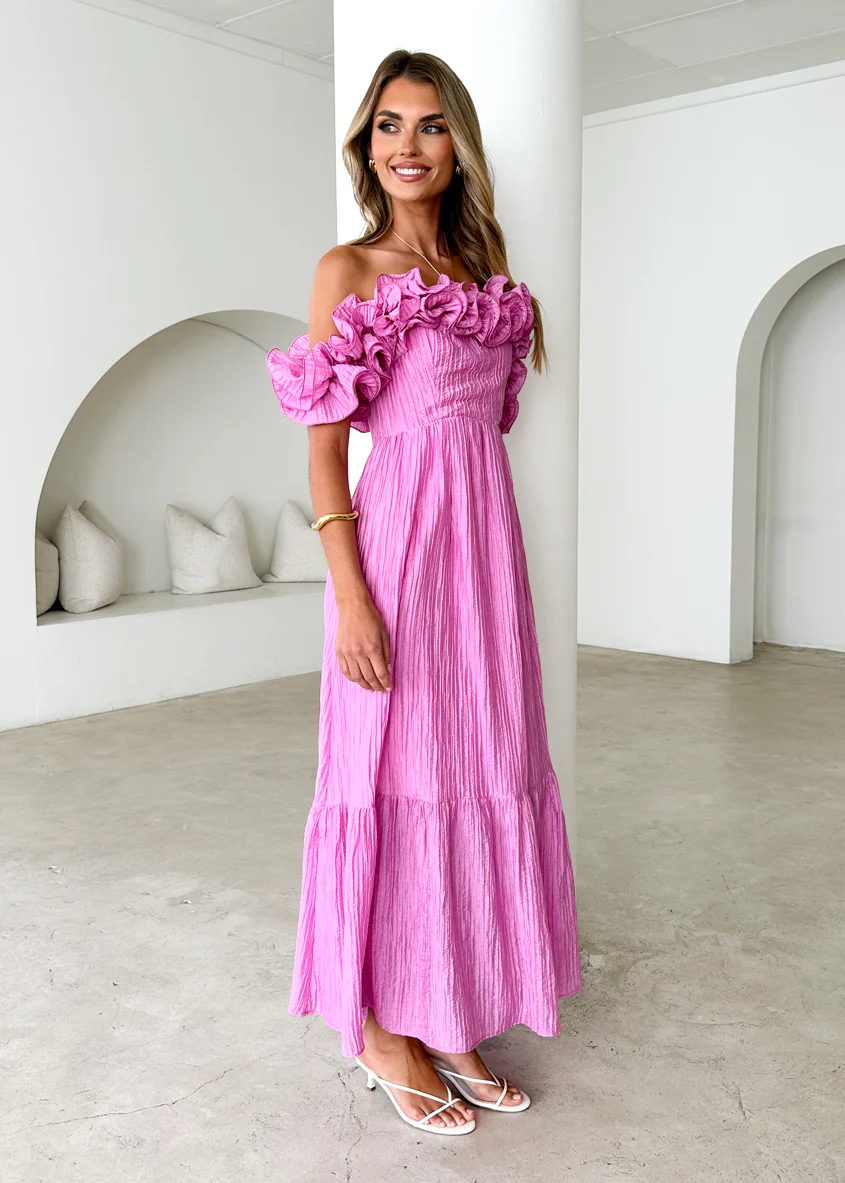 Marlow Off Shoulder Maxi Dress - Pink - Image 12