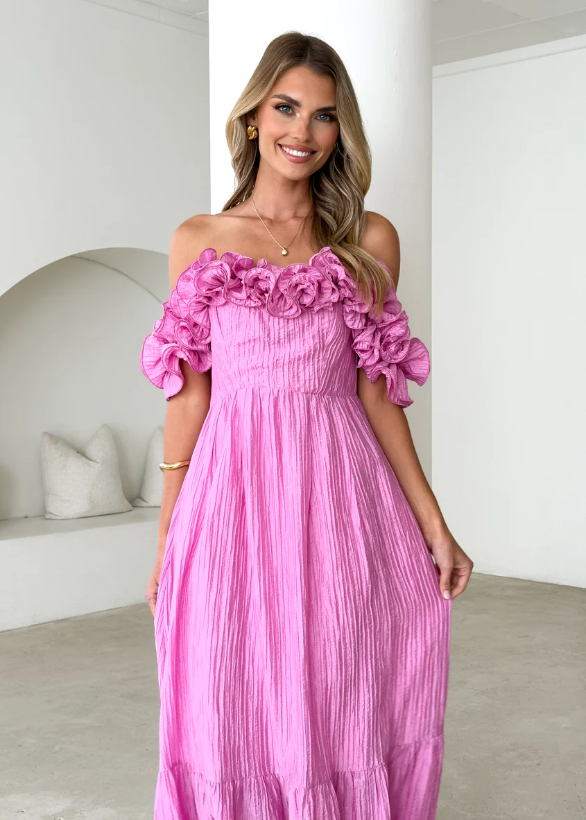 Marlow Off Shoulder Maxi Dress - Pink - Image 13