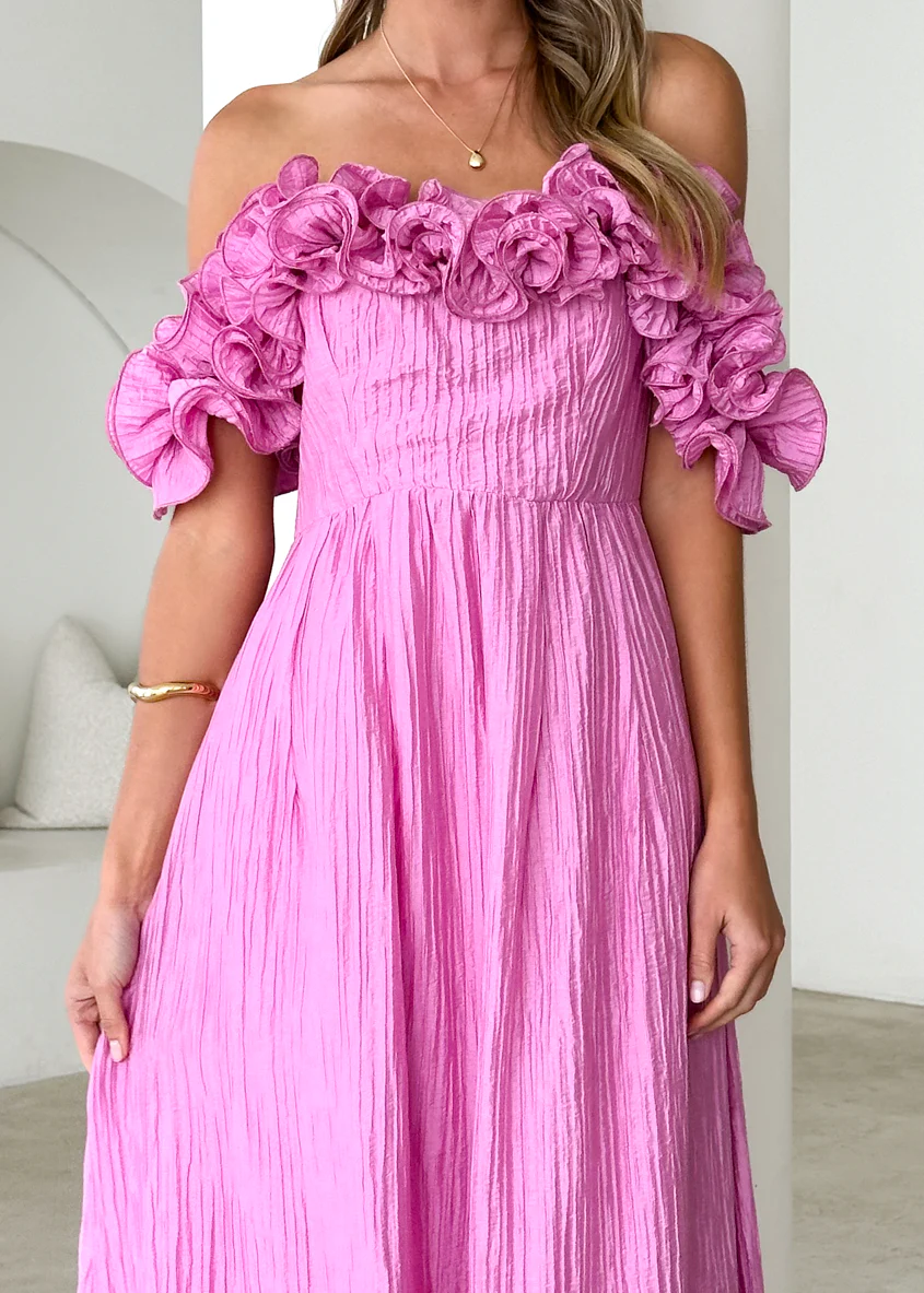 Marlow Off Shoulder Maxi Dress - Pink - Image 15